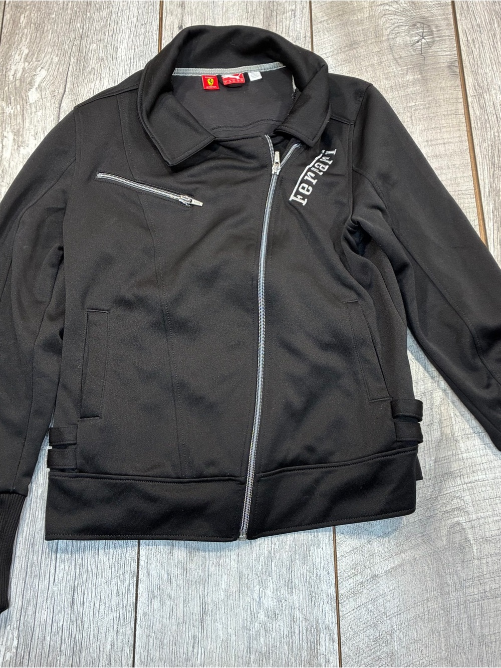 Puma x Scuderia Ferrari Women's Asymmetrical Moto Track Jacket black size lrg